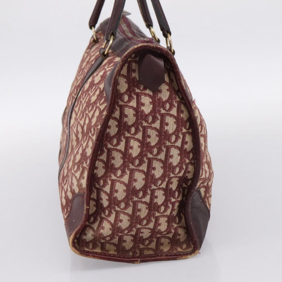 Christian Dior Trotter Canvas Boston Bag Red Gold Auth 197860