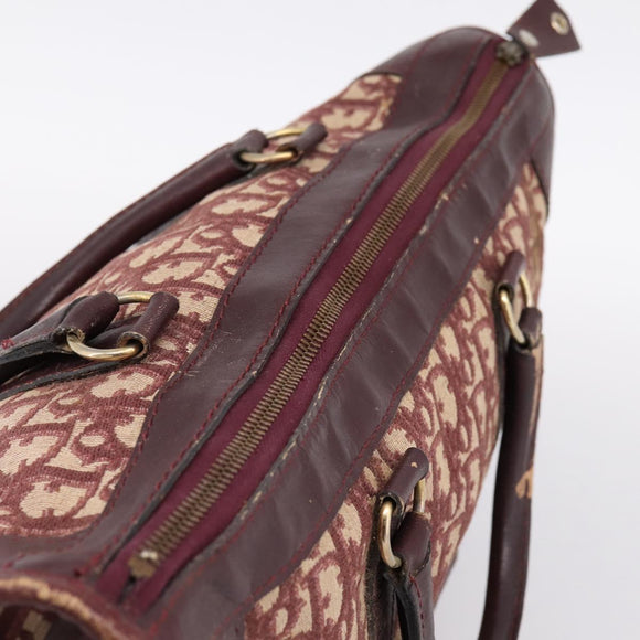 Christian Dior Trotter Canvas Boston Bag Red Gold Auth 197860
