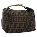 FENDI Zucca Canvas Vanity Hand Bag Black Brown Auth 197863-1