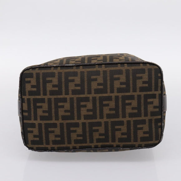FENDI Zucca Canvas Vanity Hand Bag Black Brown Auth 197863