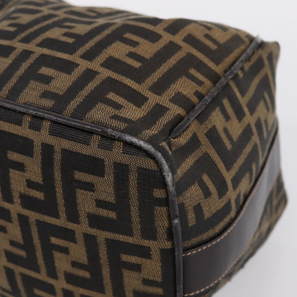 FENDI Zucca Canvas Vanity Hand Bag Black Brown Auth 197863