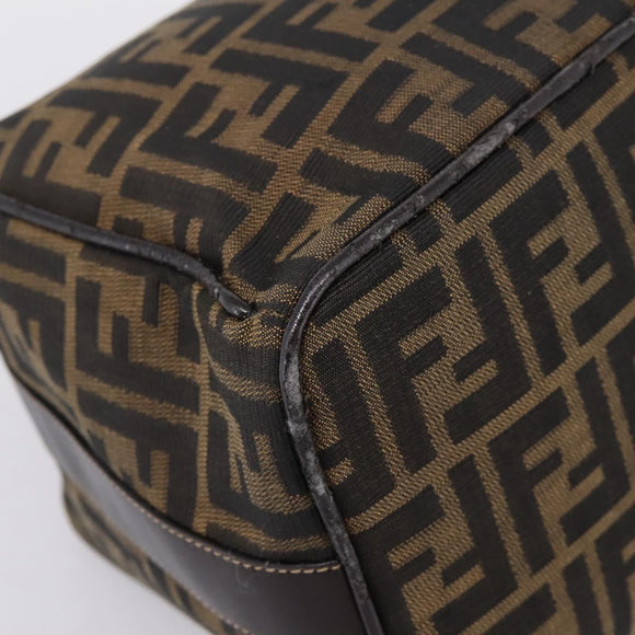FENDI Zucca Canvas Vanity Hand Bag Black Brown Auth 197863