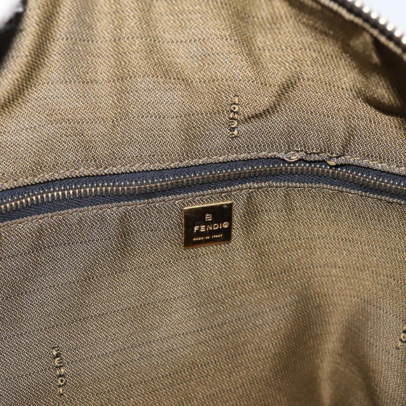 FENDI Zucca Canvas Vanity Hand Bag Black Brown Auth 197863