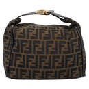 FENDI Zucca Canvas Vanity Hand Bag Black Brown Auth 197863-2