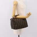FENDI Zucca Canvas Vanity Hand Bag Black Brown Auth 197863-22