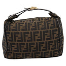 FENDI Zucca Canvas Vanity Hand Bag Black Brown Auth 197863-3