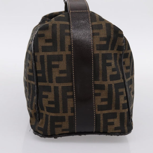 FENDI Zucca Canvas Vanity Hand Bag Black Brown Auth 197863