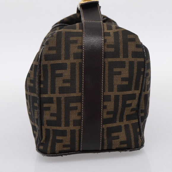 FENDI Zucca Canvas Vanity Hand Bag Black Brown Auth 197863
