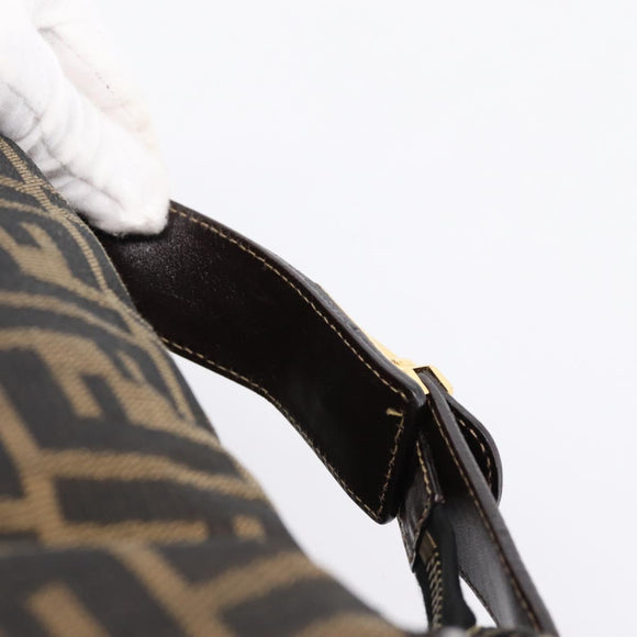 FENDI Zucca Canvas Vanity Hand Bag Black Brown Auth 197863