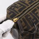 FENDI Zucca Canvas Vanity Hand Bag Black Brown Auth 197863-9