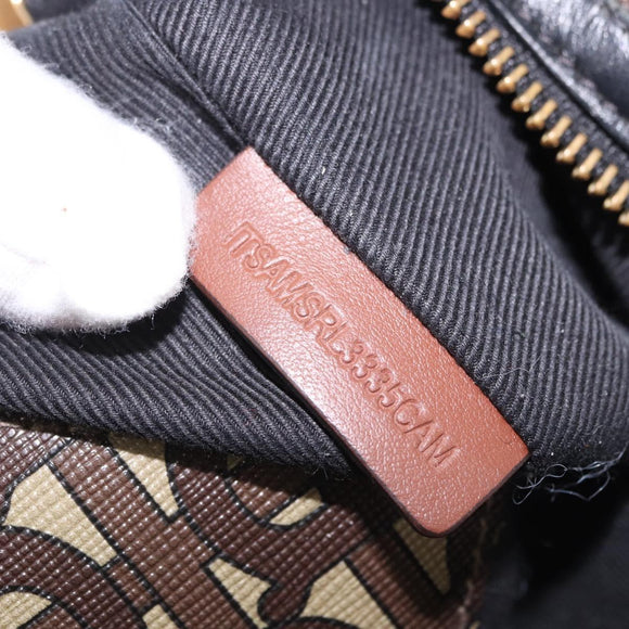 BURBERRY Waist Bag PVC Brown Gold Auth 197864