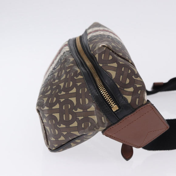 BURBERRY Waist Bag PVC Brown Gold Auth 197864