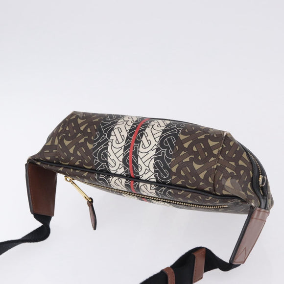 BURBERRY Waist Bag PVC Brown Gold Auth 197864