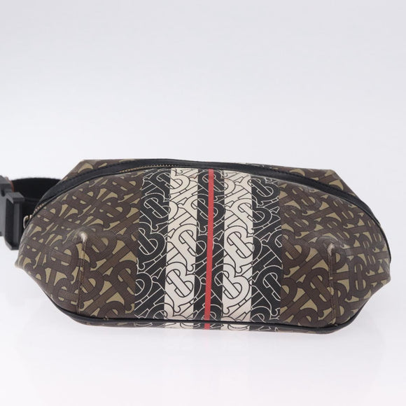 BURBERRY Waist Bag PVC Brown Gold Auth 197864