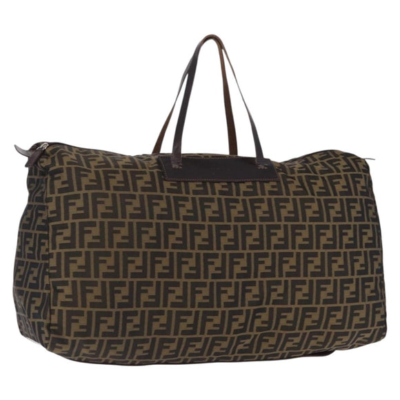 FENDI Zucca Canvas Tote Bag Nylon Brown Black Auth 197867