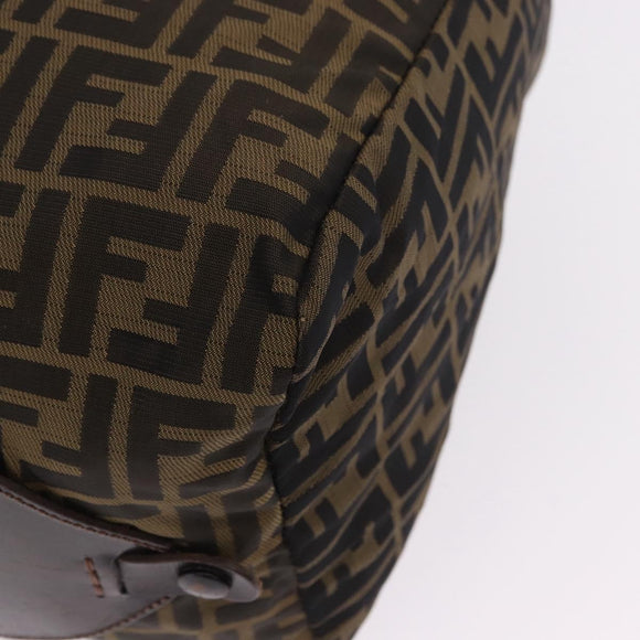 FENDI Zucca Canvas Tote Bag Nylon Brown Black Auth 197867
