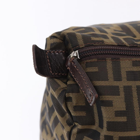 FENDI Zucca Canvas Tote Bag Nylon Brown Black Auth 197867