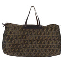 FENDI Zucca Canvas Tote Bag Nylon Brown Black Auth 197867-13