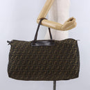 FENDI Zucca Canvas Tote Bag Nylon Brown Black Auth 197867-21