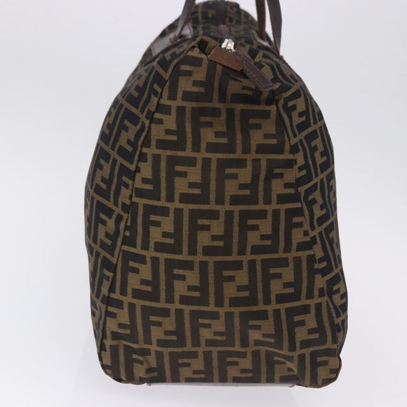 FENDI Zucca Canvas Tote Bag Nylon Brown Black Auth 197867
