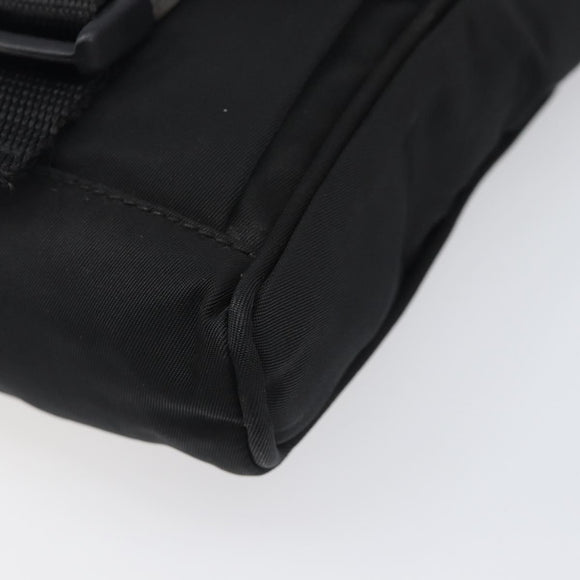 PRADA Shoulder Pouch Nylon Black Silver Auth 197869