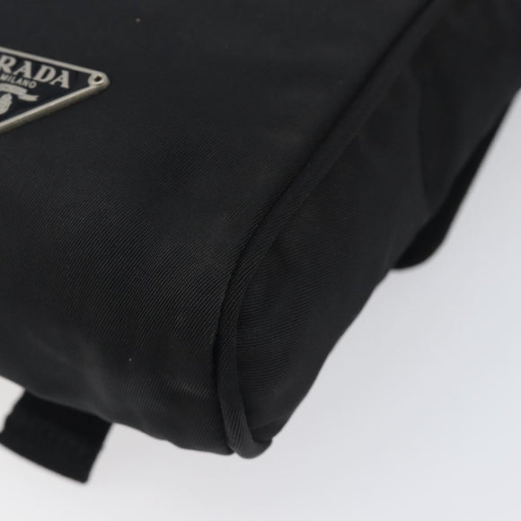 PRADA Shoulder Pouch Nylon Black Silver Auth 197869
