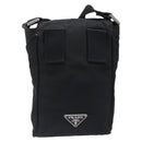 PRADA Shoulder Pouch Nylon Black Silver Auth 197869-2