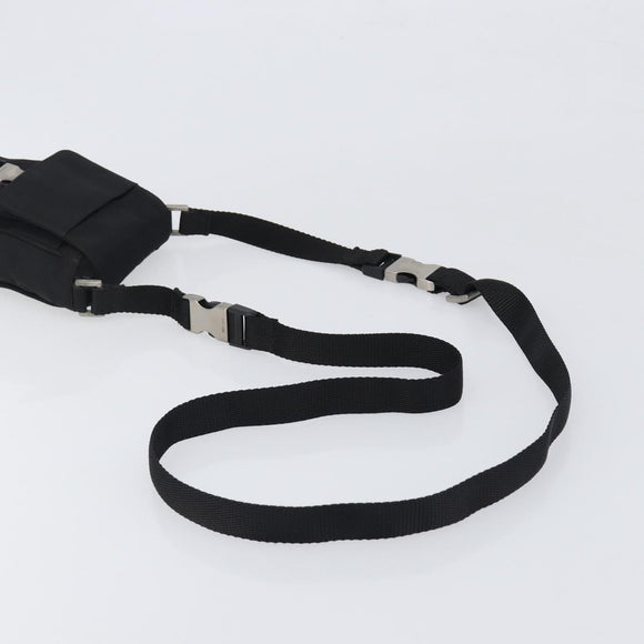 PRADA Shoulder Pouch Nylon Black Silver Auth 197869