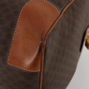 CELINE Macadam Canvas Boston Bag PVC Leather Brown Gold Auth 197871-12