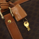 CELINE Macadam Canvas Boston Bag PVC Leather Brown Gold Auth 197871-16