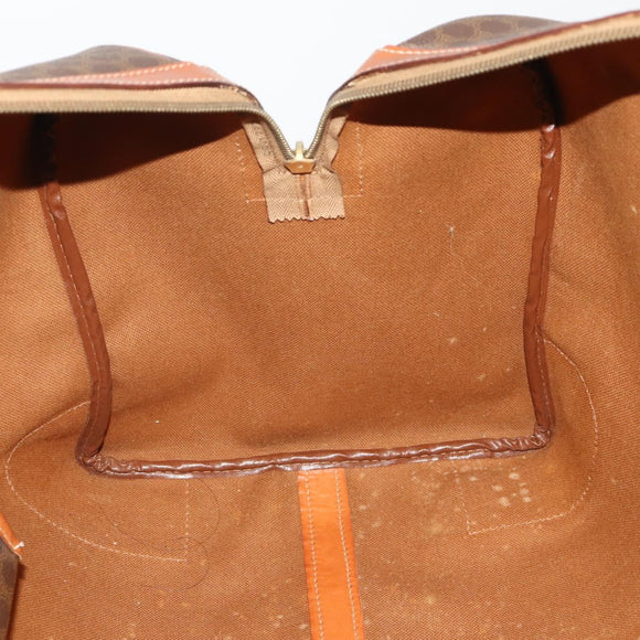 CELINE Macadam Canvas Boston Bag PVC Leather Brown Gold Auth 197871