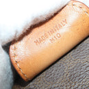 CELINE Macadam Canvas Boston Bag PVC Leather Brown Gold Auth 197871-25