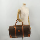 CELINE Macadam Canvas Boston Bag PVC Leather Brown Gold Auth 197871-26