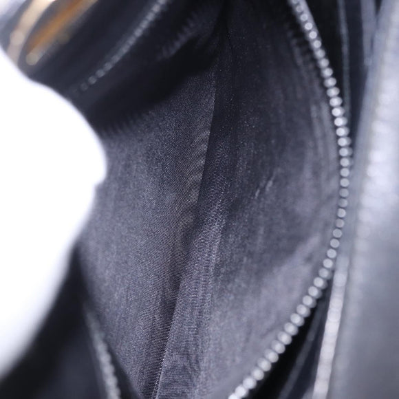 GUCCI Hand Bag Leather Black Gold Auth 197873