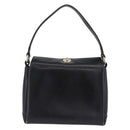 GUCCI Hand Bag Leather Black Gold Auth 197873-2