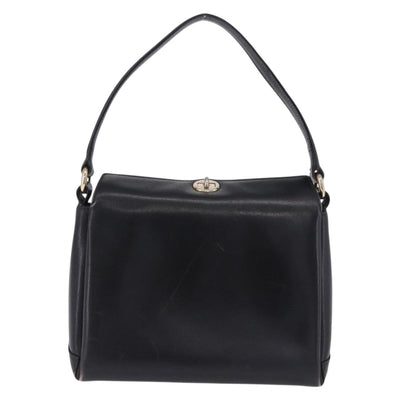 GUCCI Hand Bag Leather Black Gold Auth 197873 - 0