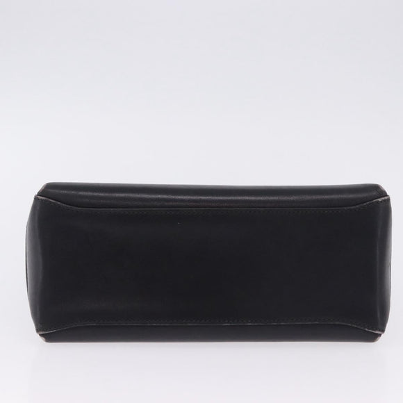GUCCI Hand Bag Leather Black Gold Auth 197873