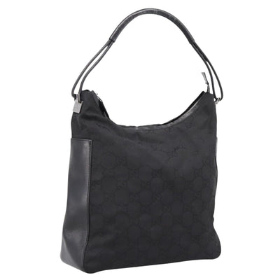 GUCCI GG Canvas Shoulder Bag Nylon Black Silver 001 3770 Auth 197874A