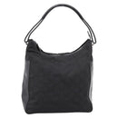 GUCCI GG Canvas Shoulder Bag Nylon Black Silver 001 3770 Auth 197874A-13