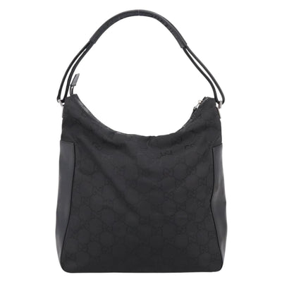GUCCI GG Canvas Shoulder Bag Nylon Black Silver 001 3770 Auth 197874A - 0