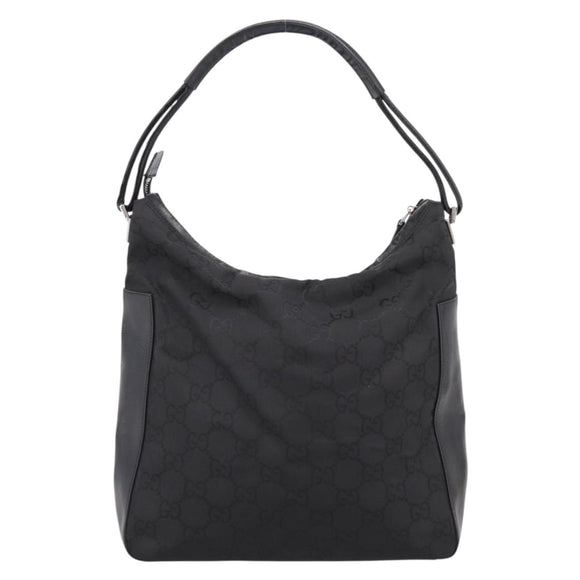 GUCCI GG Canvas Shoulder Bag Nylon Black Silver 001 3770 Auth 197874A