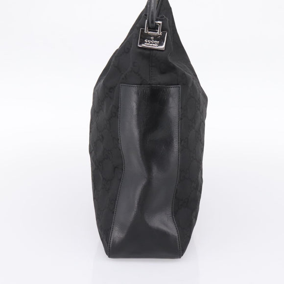 GUCCI GG Canvas Shoulder Bag Nylon Black Silver 001 3770 Auth 197874A