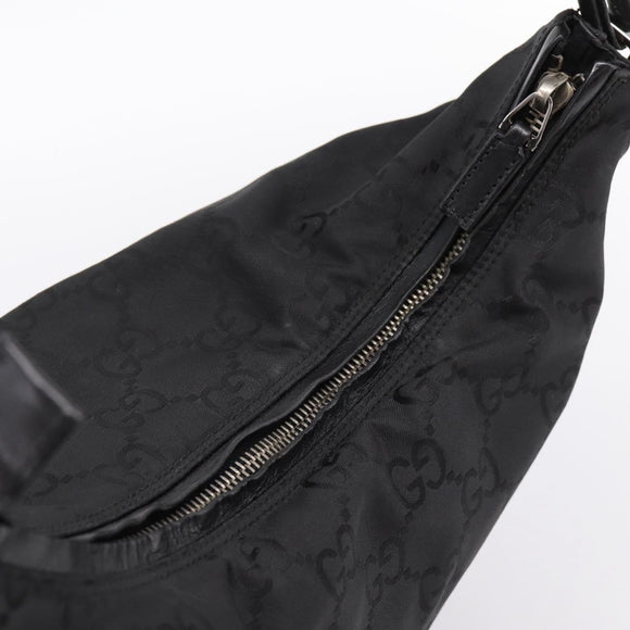 GUCCI GG Canvas Shoulder Bag Nylon Black Silver 001 3770 Auth 197874A