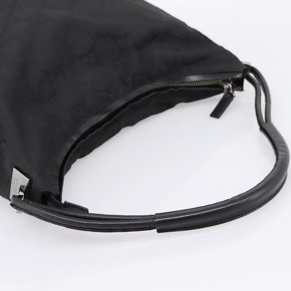 GUCCI GG Canvas Shoulder Bag Nylon Black Silver 001 3770 Auth 197874A