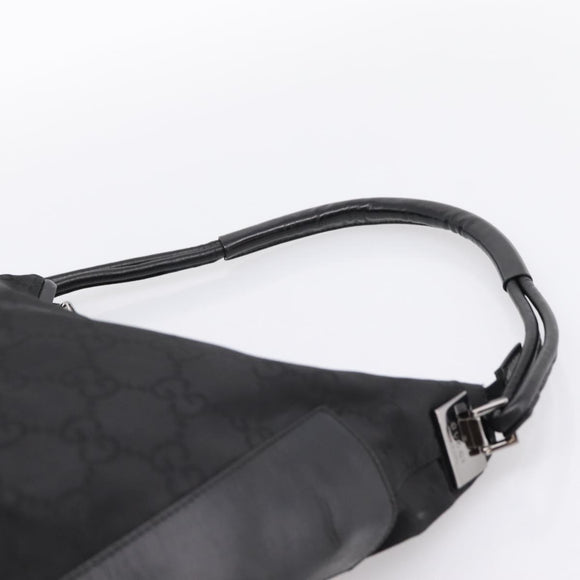GUCCI GG Canvas Shoulder Bag Nylon Black Silver 001 3770 Auth 197874A