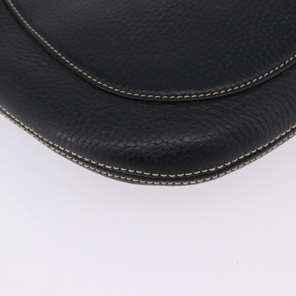 MCM Shoulder Bag Leather Black Silver Auth 197876