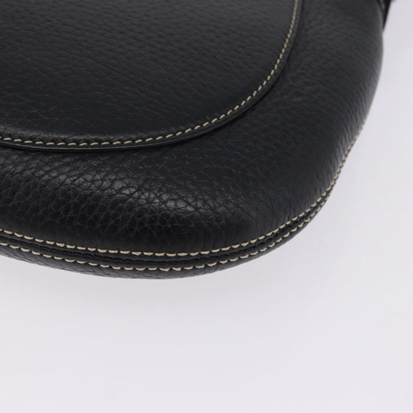 MCM Shoulder Bag Leather Black Silver Auth 197876