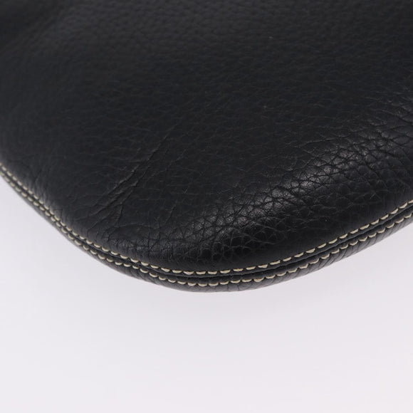 MCM Shoulder Bag Leather Black Silver Auth 197876