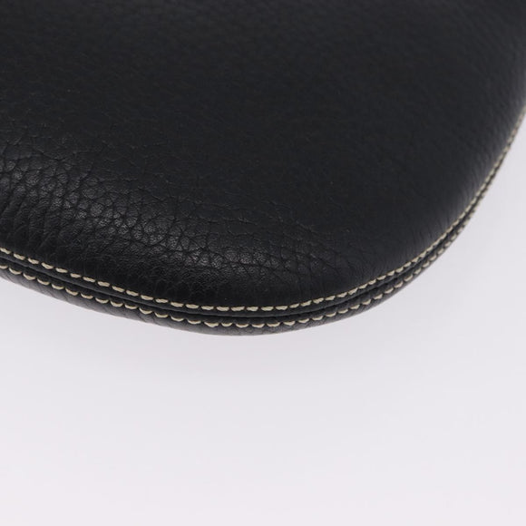 MCM Shoulder Bag Leather Black Silver Auth 197876