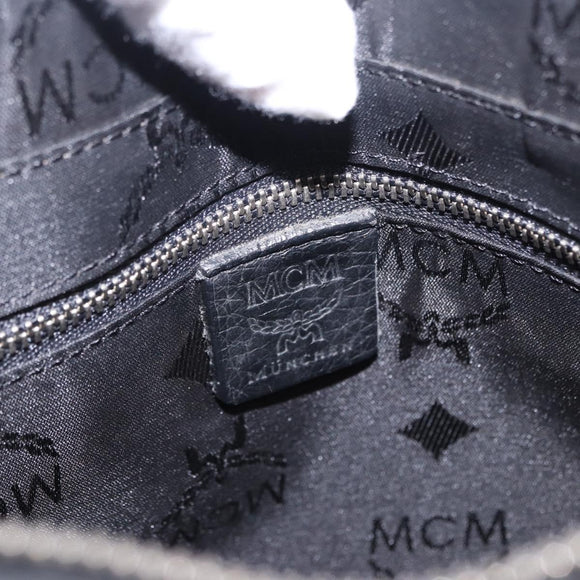 MCM Shoulder Bag Leather Black Silver Auth 197876